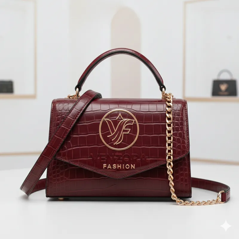 Elegance Red Leather Clutch - front view
